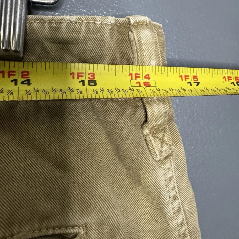 VTG American Eagle Mens Size 32 Military Cargo Cut Off Short Beige Canvas‎ Baggy